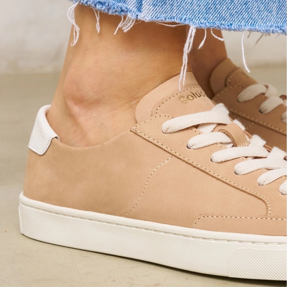 Soludos The Ibiza classic sneaker leather Women's champagne white Sneakers‎ 9.5 - Picture 2 of 16